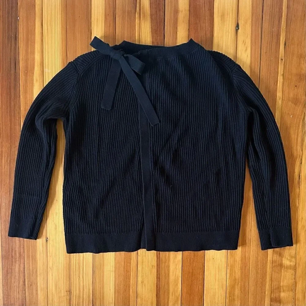 Vince Split Tie-Back Cashmere Blend Sweater in Black